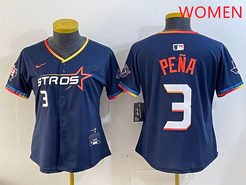 Women Houston Astros #3 Pena Drak Blue Fourth generation Joint Name 2025 Nike MLB Jersey style 6->los angeles dodgers->MLB Jersey